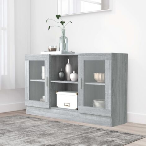 Armoire à vitrine-Meuble de rangement vitré Sonoma gris 120x30,5x70 cm Bois d'ingénierie 874354