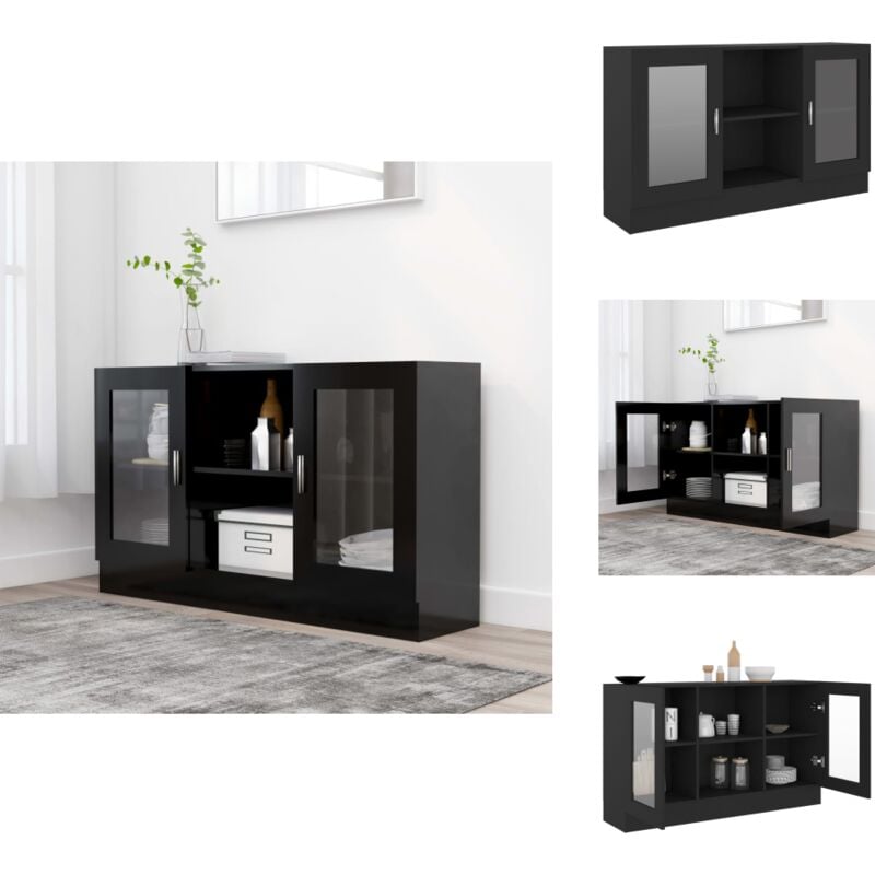 Vidaxl - Armoire à vitrine Noir 120x30,5x70 cm Bois d'ingénierie - Buffet Noir - Meuble Rangement - Armoire Vitrines - Commode - Mobilier Salon