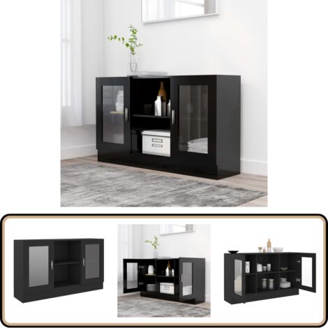 Armoire à vitrine Noir 120x30,5x70 cm Bois d'ingénierie - Buffet Noir - Meuble Rangement - Armoire Vitrines - Commode - Mobilier Salon