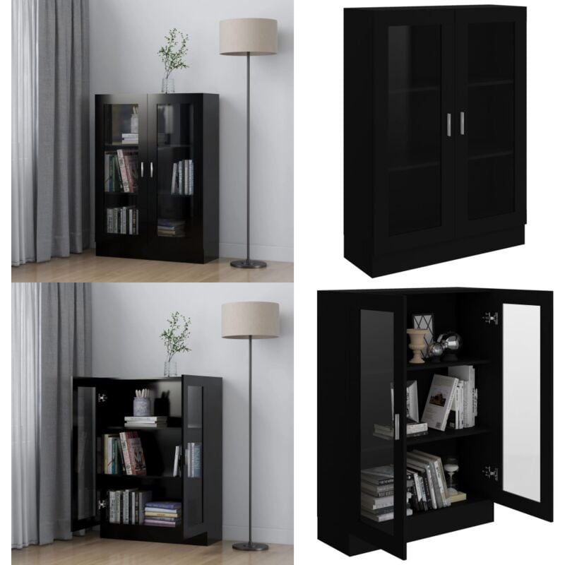 Armoire à vitrine Noir 82,5x30,5x115 cm Bois d'ingénierie - Bibliothèque - Meuble tv - Rangement Intérieur - Armoire Vitrée - Mobilier Moderne - Home