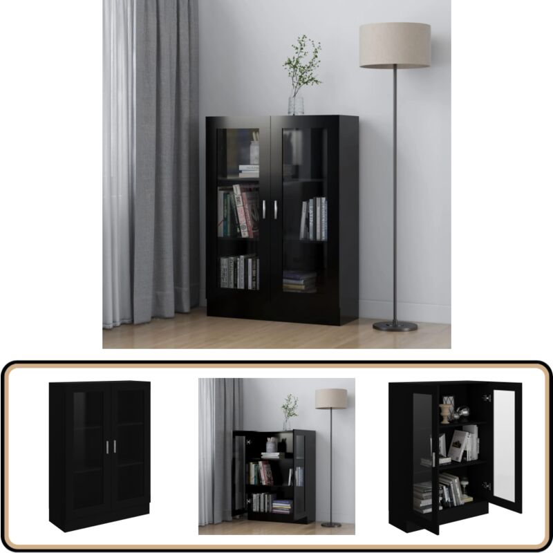 Armoire à vitrine Noir 82,5x30,5x115 cm Bois d'ingénierie - Bibliothèque - Meuble TV - Rangement Intérieur - Armoire Vitrée - Mobilier Moderne