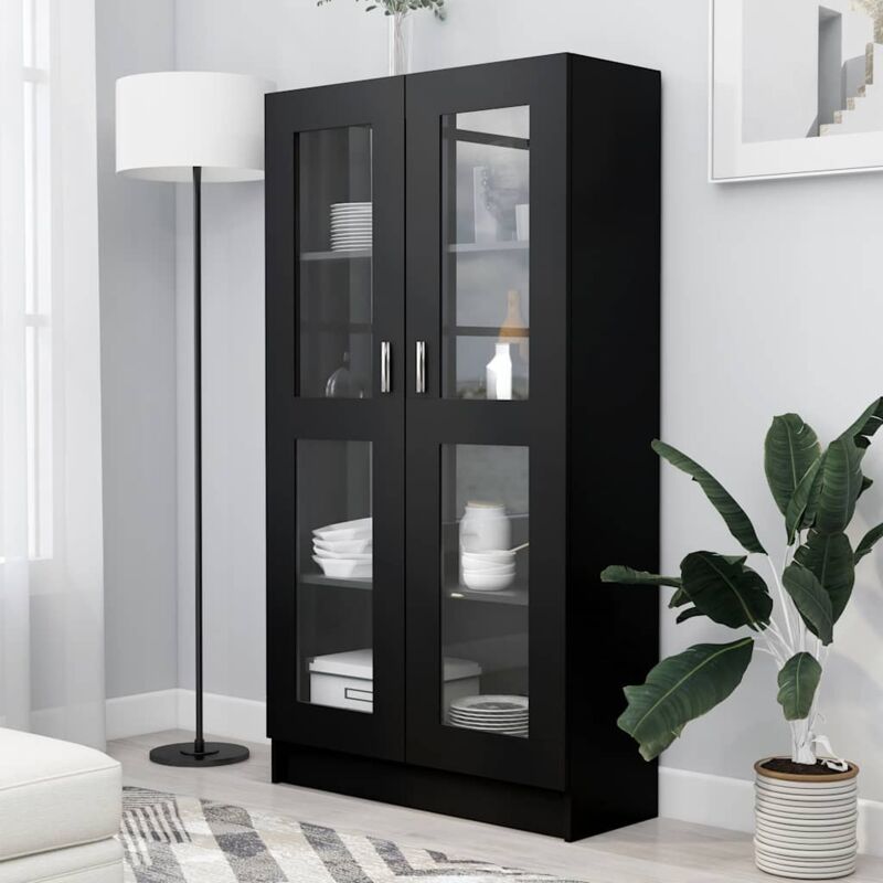 Armoire à vitrine Noir 82,5x30,5x150 cm Aggloméré