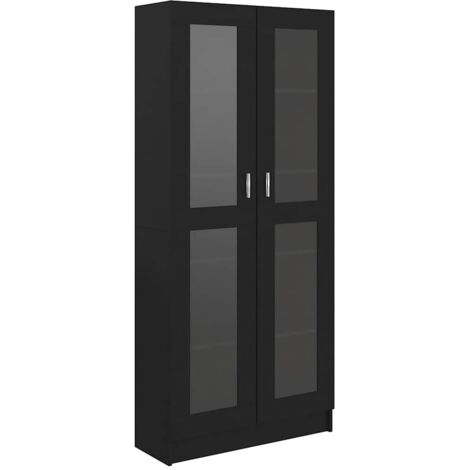 Armoire à vitrine Noir 82,5x30,5x185 cm Bois d’ingénierie vidaXL