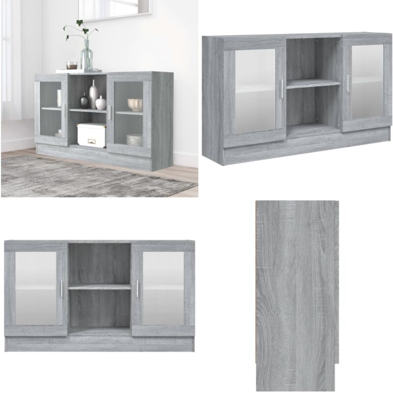 Vidaxl - Armoire à vitrine Sonoma gris 120x30,5x70 cm Bois d'ingénierie - Buffet - Meuble De Rangement - Armoire Vitrée - Mobilier Moderne - Meubles