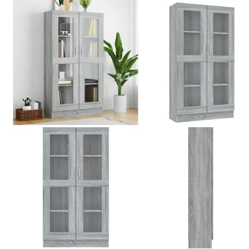 Vidaxl - Armoire à vitrine Sonoma gris 82,5x30,5x150cm Bois d'ingénierie - Bibliothèque - Bibliothèque En Bois - Meuble De Rangement - Armoire à