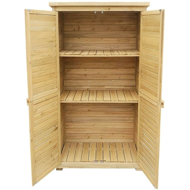 Helloshop26 - Armoire abri de jardin portes en lamelles 160 cm bois d'épicéa toit bitumé
