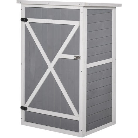 Outsunny Armoire Abri de Jardin Remise pour Outils 3 Étagères Toit Bitumé  Étanche 2 Portes Verrou Bois Pin Pré-Huilé 87 x 47 160 cm 