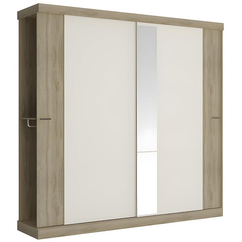 Vente-unique - Armoire 2 portes coulissantes - Avec miroir - L231cm - Coloris : Naturel et ivoire - adalrik ii