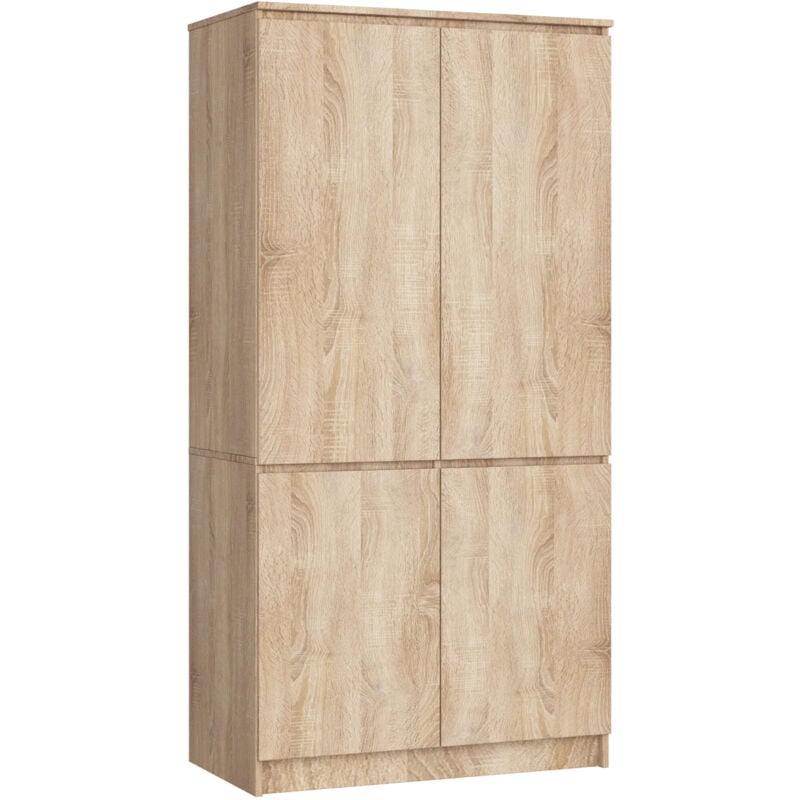 Akord - Armoire S90 Chêne Sonoma 90 cm 4 portes façade Chêne Sonoma 4 étagères 90x51x180 cm