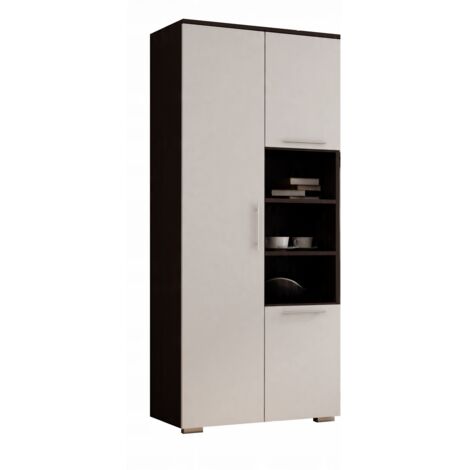 Armoire APOLLO, CINTRE, ÉTAGÈRE, 80 CM, WENGÉ, BLANC MAT