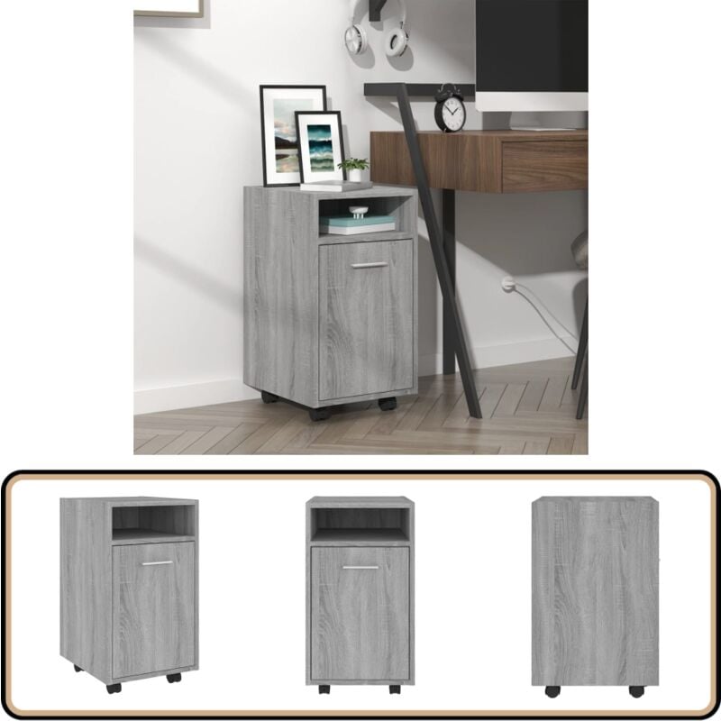 Vidaxl - Armoire appoint à roues Sonoma gris 33x38x60 cm - Meuble De Rangement - Armoire Laterale - Meuble Bar - Buffet - Commode