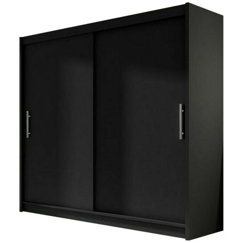 Mobilier1 - Armoire Closico 100, Noir, 215x180x58cm, Portes d'armoire: Coulissantes, Nombre d'étagères: 0