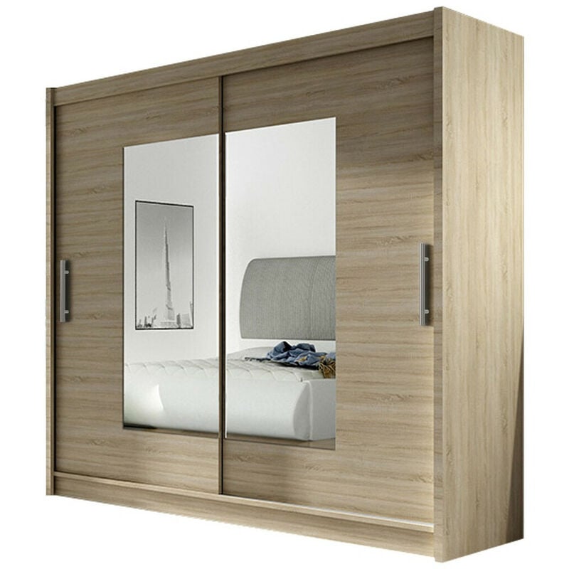Mobilier1 - Armoire Closico 106, Sonoma chêne, 215x180x58cm, Portes d'armoire: Coulissantes, Nombre d'étagères: 0