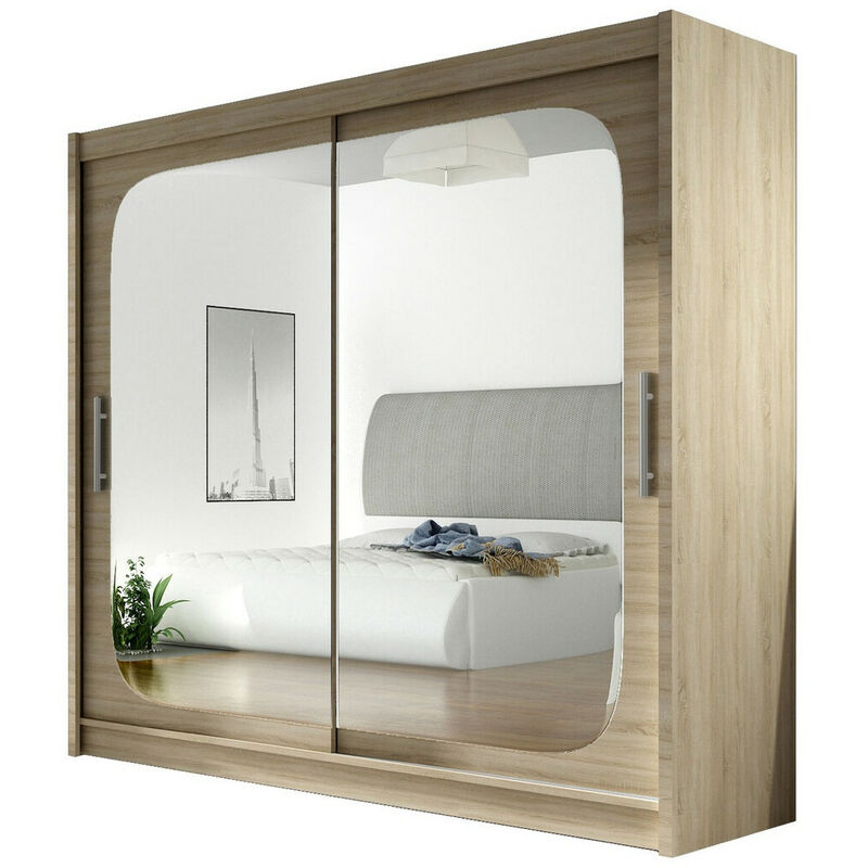 Mobilier1 - Armoire Closico 108, Sonoma chêne, 215x180x58cm, Portes d'armoire: Coulissantes, Nombre d'étagères: 0