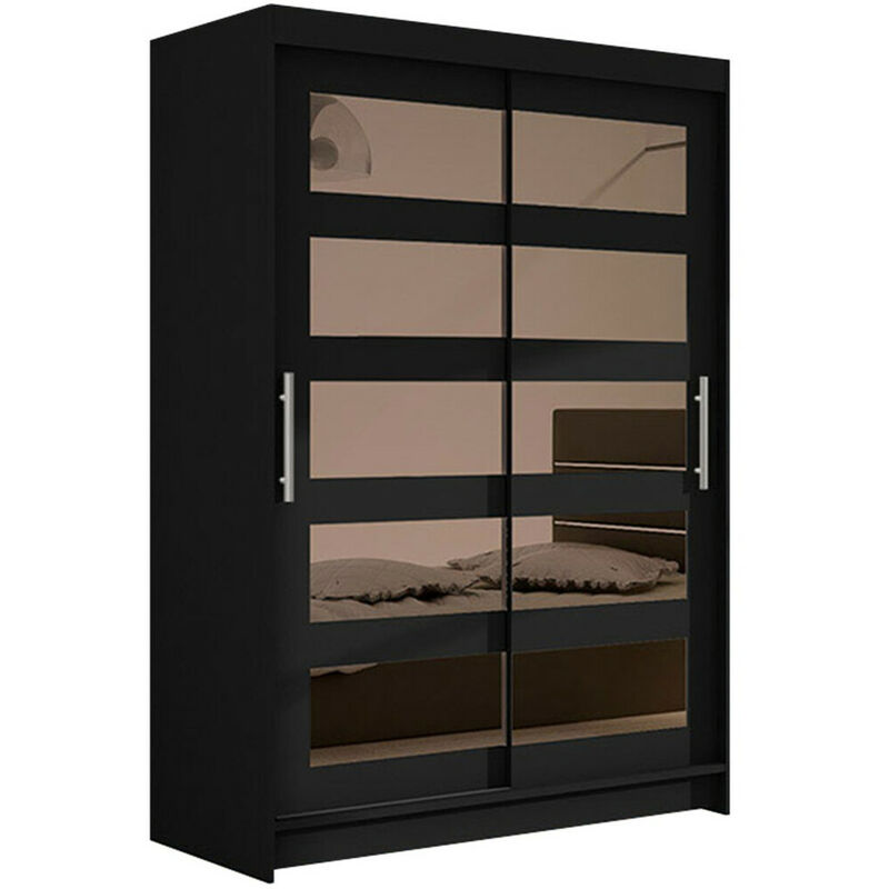 Mobilier1 - Armoire Closico 111, Noir, 200x120x58cm, Portes d'armoire: Coulissantes, Nombre d'étagères: 0