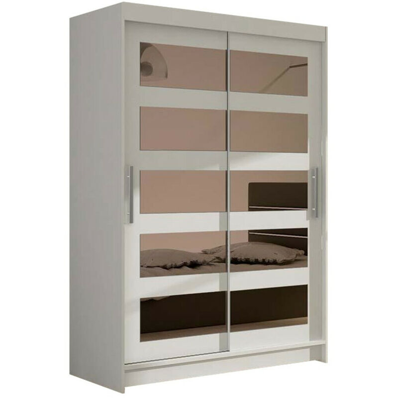 Mobilier1 - Armoire Closico 111, Blanc, 200x120x58cm, Portes d'armoire: Coulissantes, Nombre d'étagères: 0
