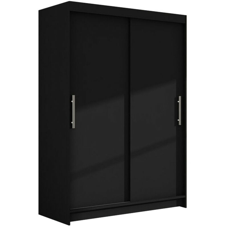 Mobilier1 - Armoire Closico 117, Noir, 200x120x58cm, Portes d'armoire: Coulissantes, Nombre d'étagères: 0