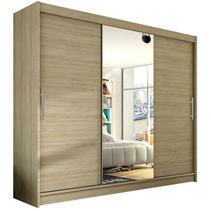 Armoire Closico 122, Sonoma chêne, 215x250x58cm, Portes d'armoire: Coulissantes, Nombre d'étagères: 0