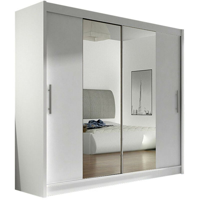 Mobilier1 - Armoire Closico 123, Blanc, 215x180x58cm, Portes d'armoire: Coulissantes, Nombre d'étagères: 0
