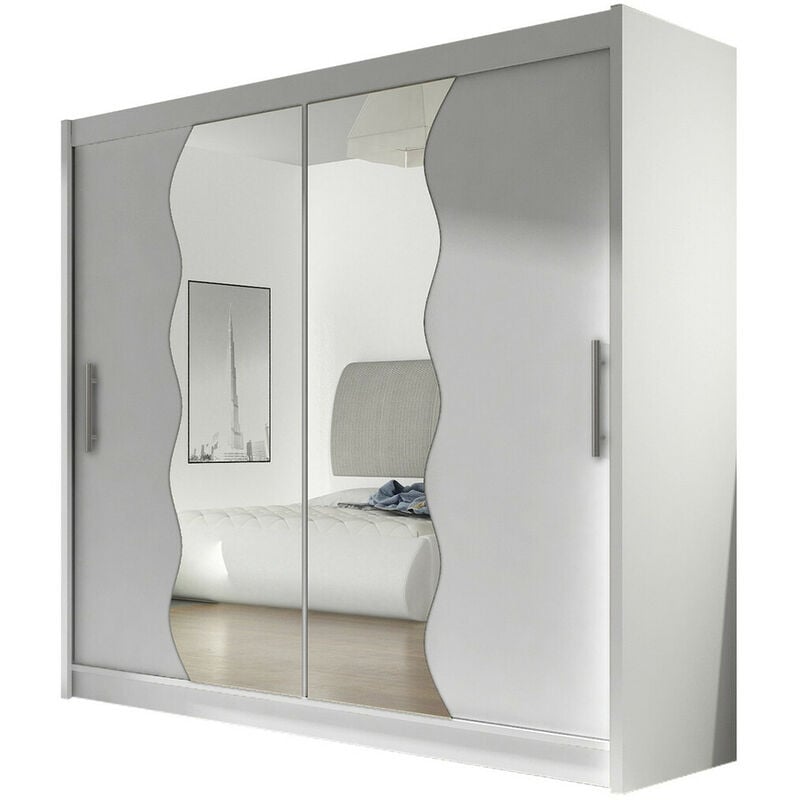 Mobilier1 - Armoire Closico 125, Blanc, 215x180x57cm, Portes d'armoire: Coulissantes, Nombre d'étagères: 0