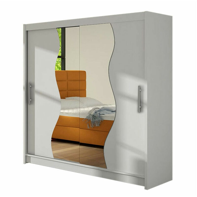 Mobilier1 - Armoire Closico 126, Blanc, 215x180x58cm, Portes d'armoire: Coulissantes, Nombre d'étagères: 0