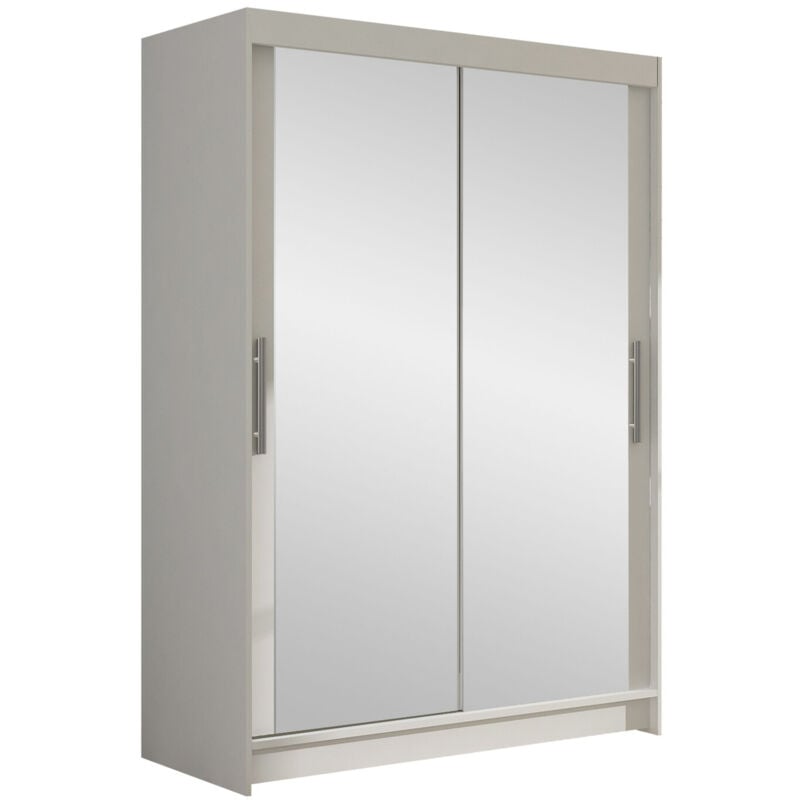 Mobilier1 - Armoire Closico 129, Blanc, 200x120x58cm, Portes d'armoire: Coulissantes, Nombre d'étagères: 0