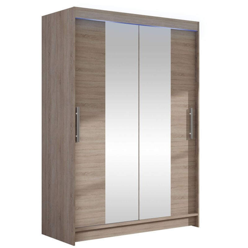 Mobilier1 - Armoire Closico 133, Truffe chêne, 200x120x58cm, Portes d'armoire: Coulissantes, Nombre d'étagères: 0, led