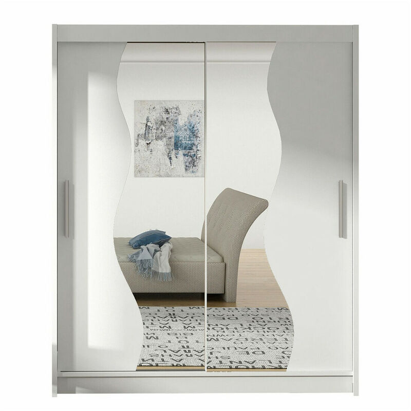 Mobilier1 - Armoire Closico 134, Blanc, 200x150x58cm, Portes d'armoire: Coulissantes, Nombre d'étagères: 0