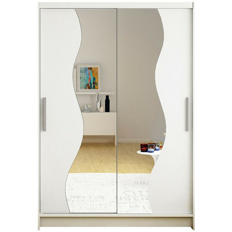 Mobilier1 - Armoire Closico 139, Blanc, 200x120x58cm, Portes d'armoire: Coulissantes, Nombre d'étagères: 0