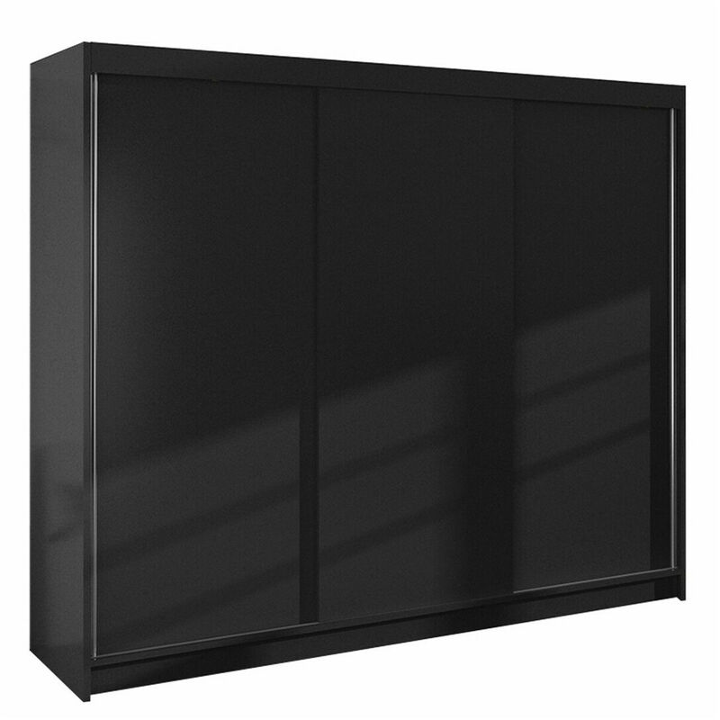 Mobilier1 - Armoire Atlanta 160, Noir, 215x200x58cm, Portes d'armoire: Glissement - Noir
