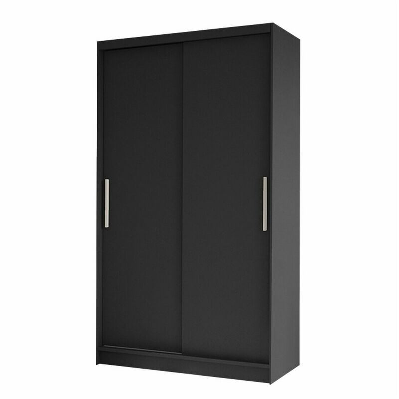 Armoire Closico 162, Noir, 200x100x58cm, Portes d'armoire: Coulissantes, Nombre d'étagères: 0