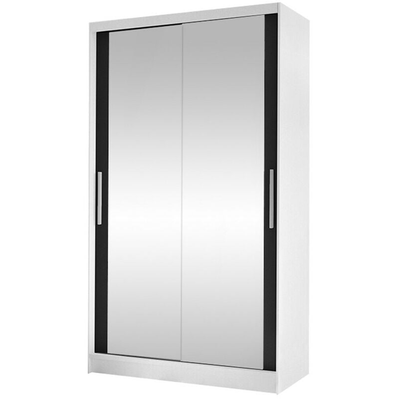 Mobilier1 - Armoire Closico 165, Blanc + Noir, 200x100x58cm, Portes d'armoire: Coulissantes, Nombre d'étagères: 0