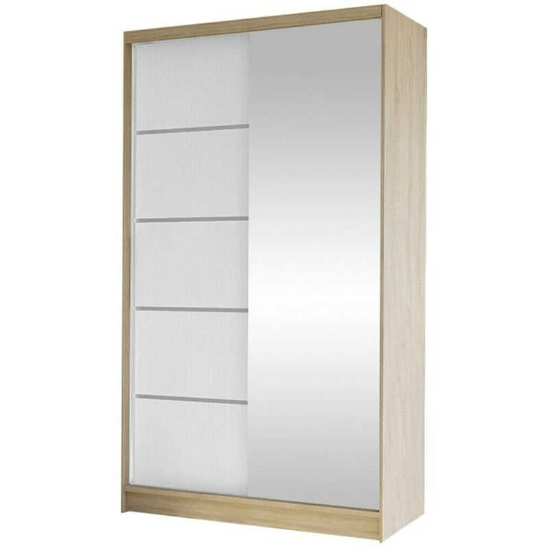 Armoire Closico 166, Sonoma chêne + Blanc, 200x100x58cm, Portes d'armoire: Coulissantes, Nombre d'étagères: 0