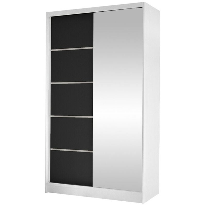 Mobilier1 - Armoire Closico 166, Blanc + Noir, 200x100x58cm, Portes d'armoire: Coulissantes, Nombre d'étagères: 0