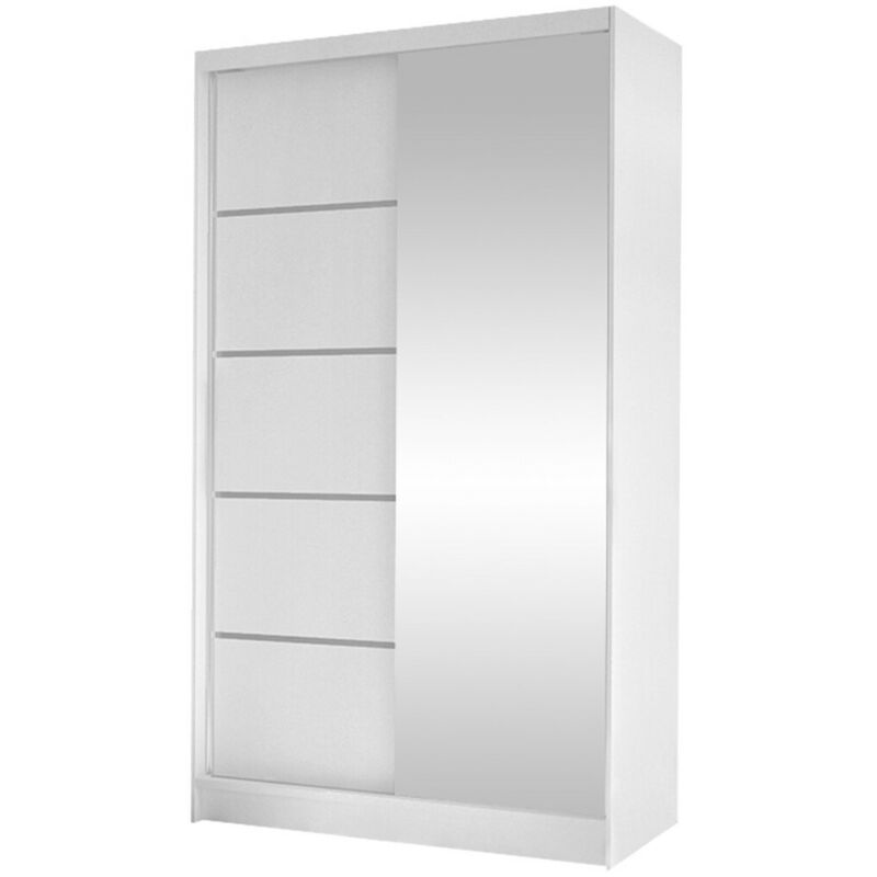 Mobilier1 - Armoire Closico 166, Blanc, 200x100x58cm, Portes d'armoire: Coulissantes, Nombre d'étagères: 0