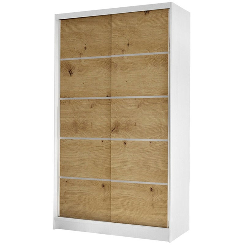 Mobilier1 - Armoire Closico 167, Blanc + Chêne Artisan, 200x100x58cm, Portes d'armoire: Coulissantes, Nombre d'étagères: 0