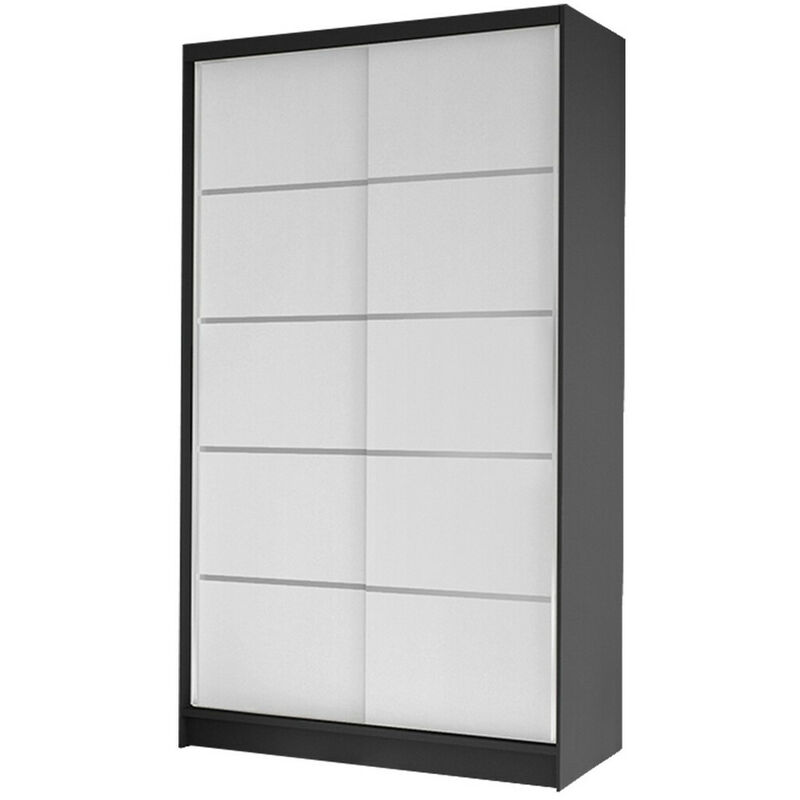 Mobilier1 - Armoire Closico 167, Noir + Blanc, 200x100x58cm, Portes d'armoire: Coulissantes, Nombre d'étagères: 0