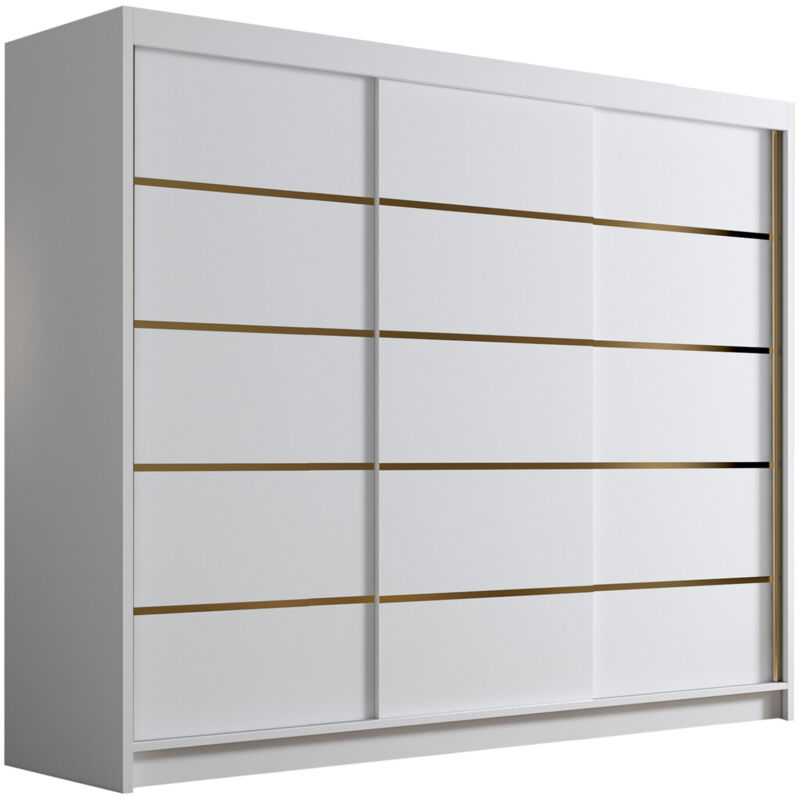Mobilier1 - Armoire Closico 184, Blanc, 215x250x58cm, Portes d'armoire: Coulissantes, Nombre d'étagères: 0