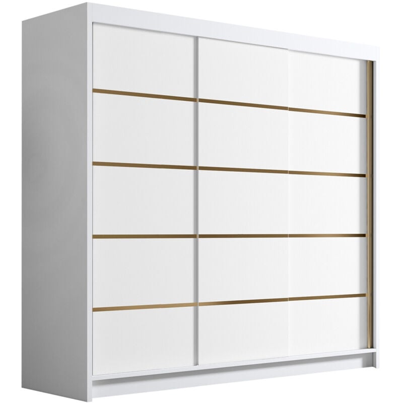 Mobilier1 - Armoire Closico 185, Blanc, 215x200x58cm, Portes d'armoire: Coulissantes, Nombre d'étagères: 0