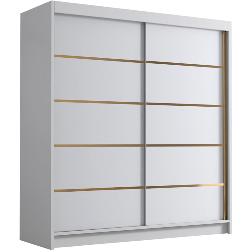 Armoire Closico 186, Blanc, 215x180x58cm, Portes d'armoire: Coulissantes, Nombre d'étagères: 0