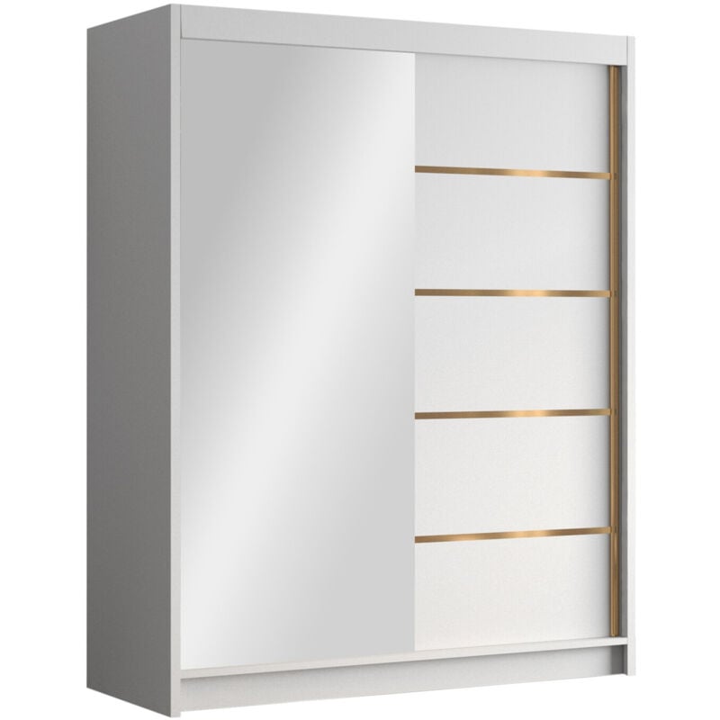 Mobilier1 - Armoire Closico 187, Blanc, 200x150x58cm, Portes d'armoire: Coulissantes, Nombre d'étagères: 0