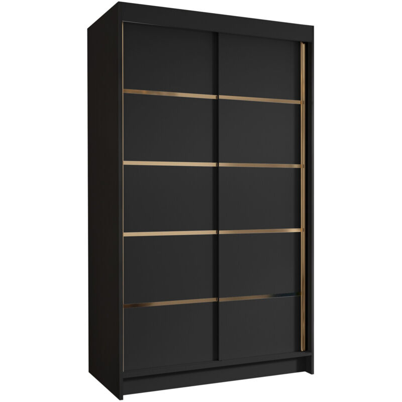 Mobilier1 - Armoire Closico 189, Noir, 200x100x58cm, Portes d'armoire: Coulissantes, Nombre d'étagères: 0