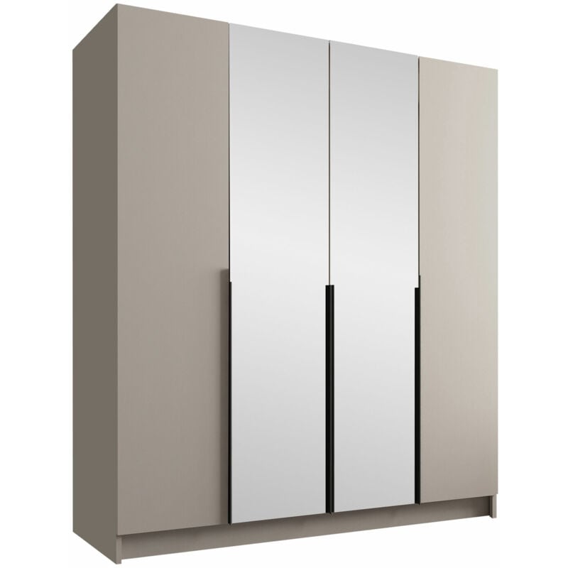 Mobilier1 - Armoire Closico 191, Cachemire + Noir, 215x200x58cm, Portes d'armoire: Avec des charnières, Nombre d'étagères: 0