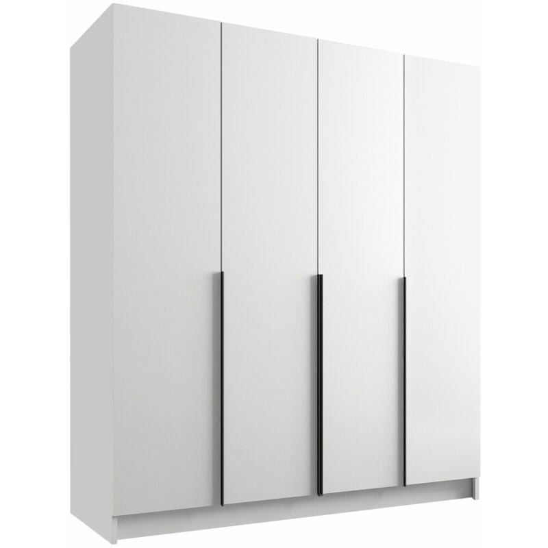 Mobilier1 - Armoire Closico 192, Blanc + Noir, 215x200x58cm, Portes d'armoire: Avec des charnières, Nombre d'étagères: 0