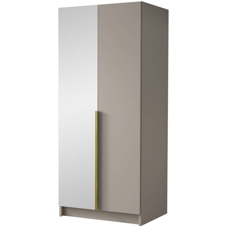 Armoire Closico 194, Cachemire + Doré, 215x100x58cm, Portes d'armoire: Avec des charnières, Nombre d'étagères: 0