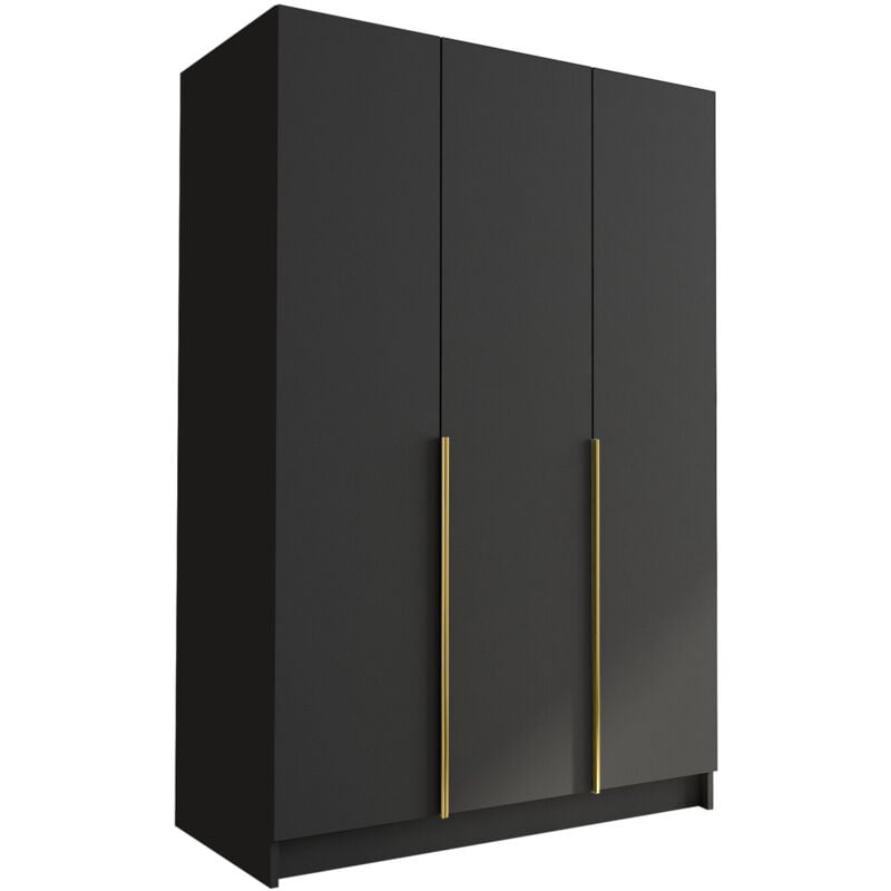 Mobilier1 - Armoire Closico 198, Noir + Doré, 215x150x58cm, Portes d'armoire: Avec des charnières, Nombre d'étagères: 0