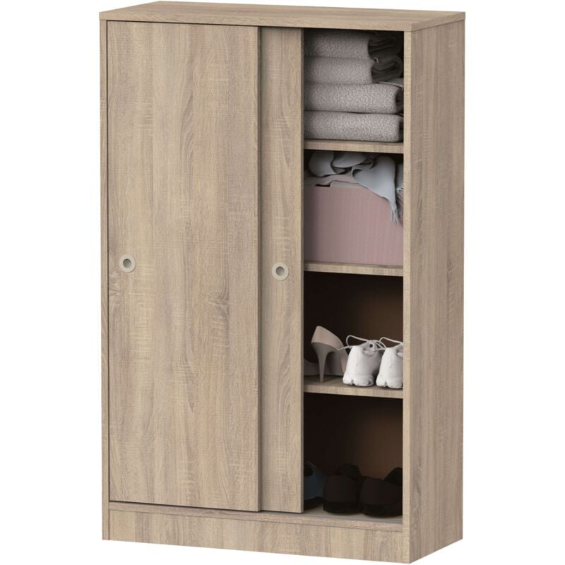 Muebles Pitarch - Meuble bas d'appoint Turin 2 portes 3 étagères couleur cambrien meuble de rangement polyvalent 120x74x33 cm