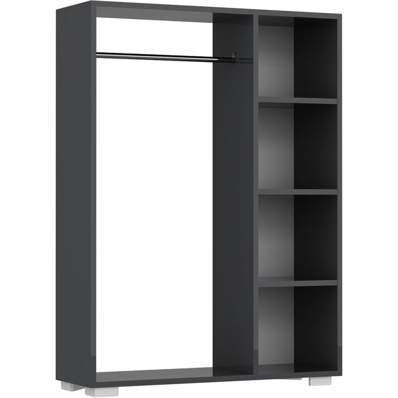 Helloshop26 - Armoire avec 4 compartiments de stockage 123 x 90 x 30 cm anthracite
