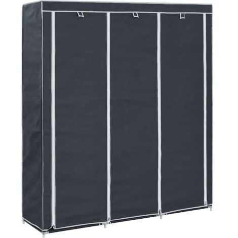 Armoire avec compartiments et barres  Armoire de chambre Armoire et penderie Noir 150x45x175 cm Tissu 89894