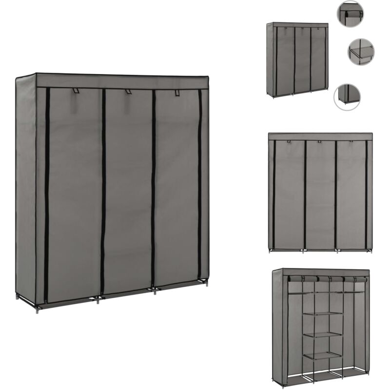 Vidaxl - Armoire avec compartiments et barres Gris 150x45x175 cm Tissu - Garde Robe Pliante - Armoire Portable - Meuble Rangement - Armoire Tissu